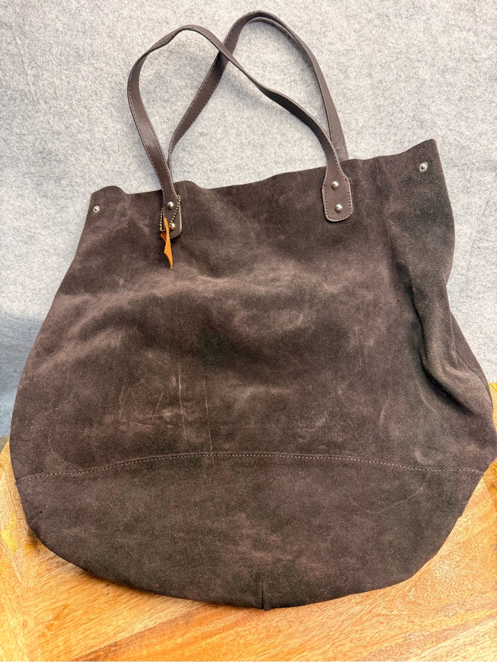 Chocolate Suede Tote GAP Oversized Slouchy Genuine Leather Bag